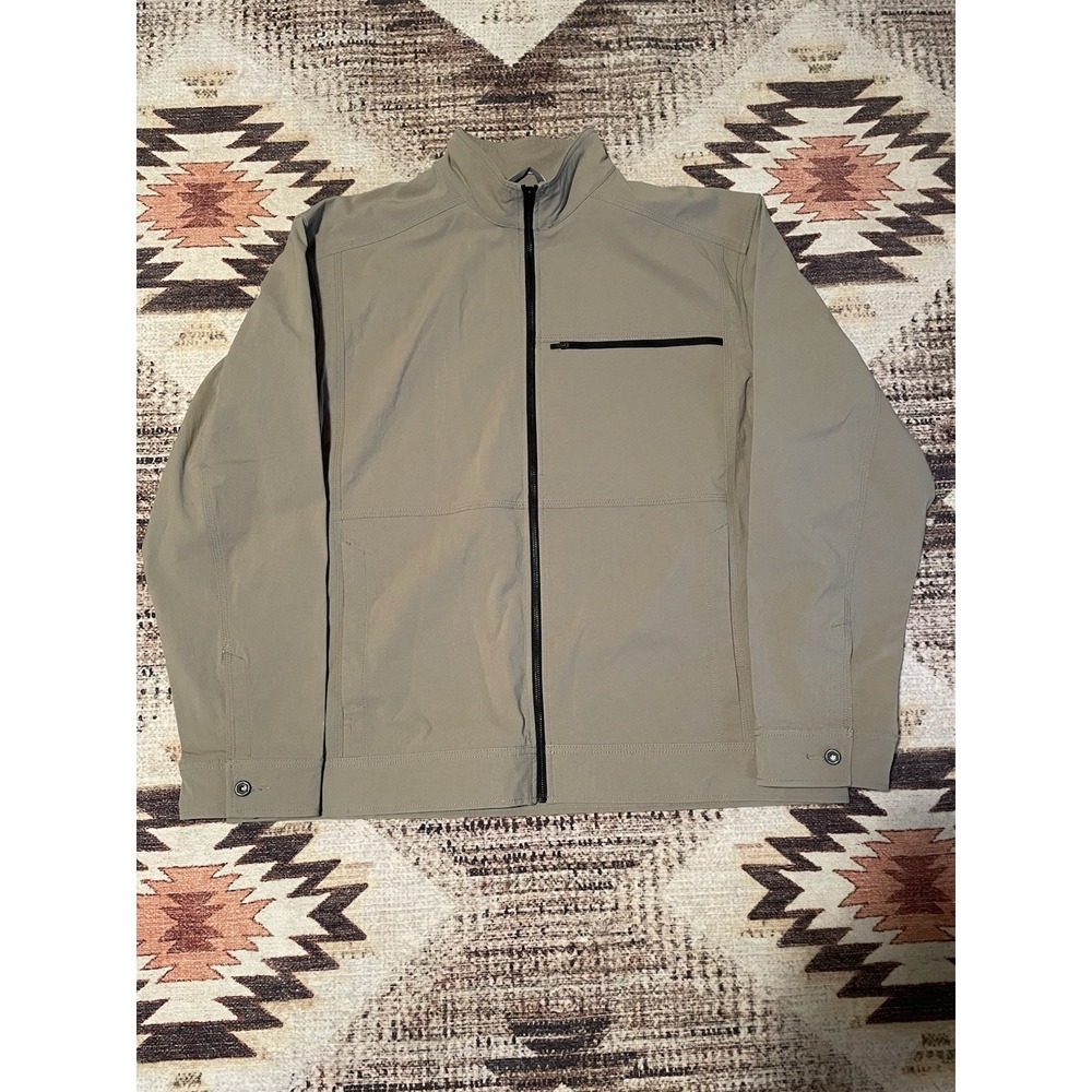 Mountain Hardwear Mens‎ XXL Tan Softshell Full Zip Jacket Mock Neck Hiking